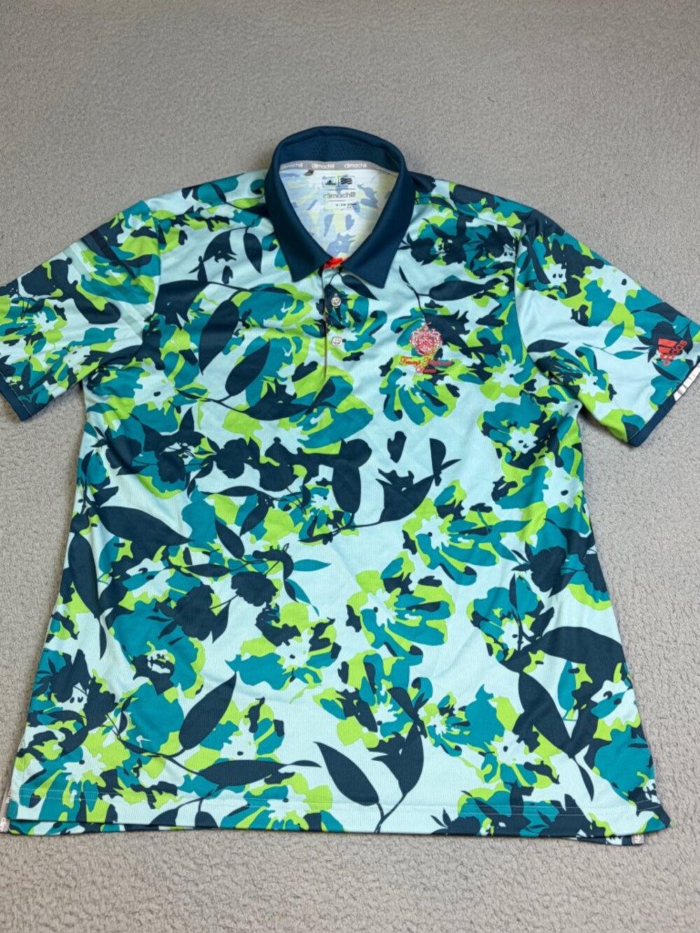 Adidas x Trump National Doral Polo Mens Size Large Green Floral Golf Stretch